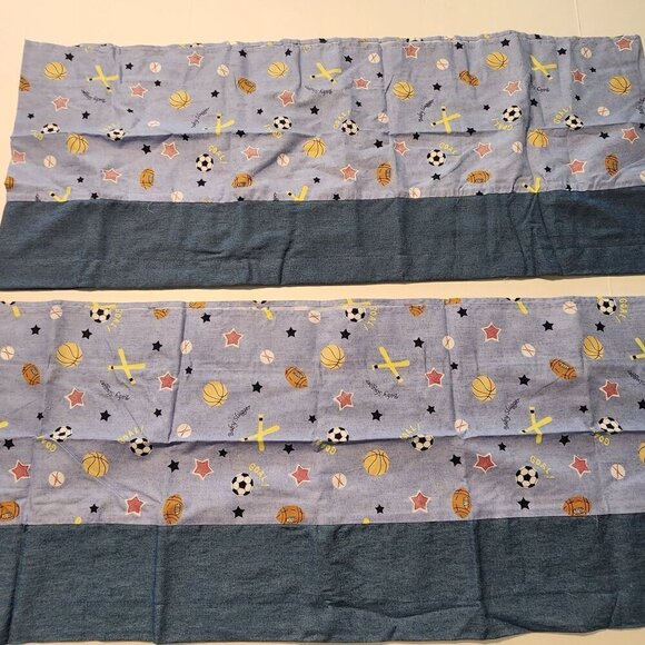 Lambs and Ivy All Star collection 2 window valances  Sports Soccer Baseball Bask - Picture 2 of 5